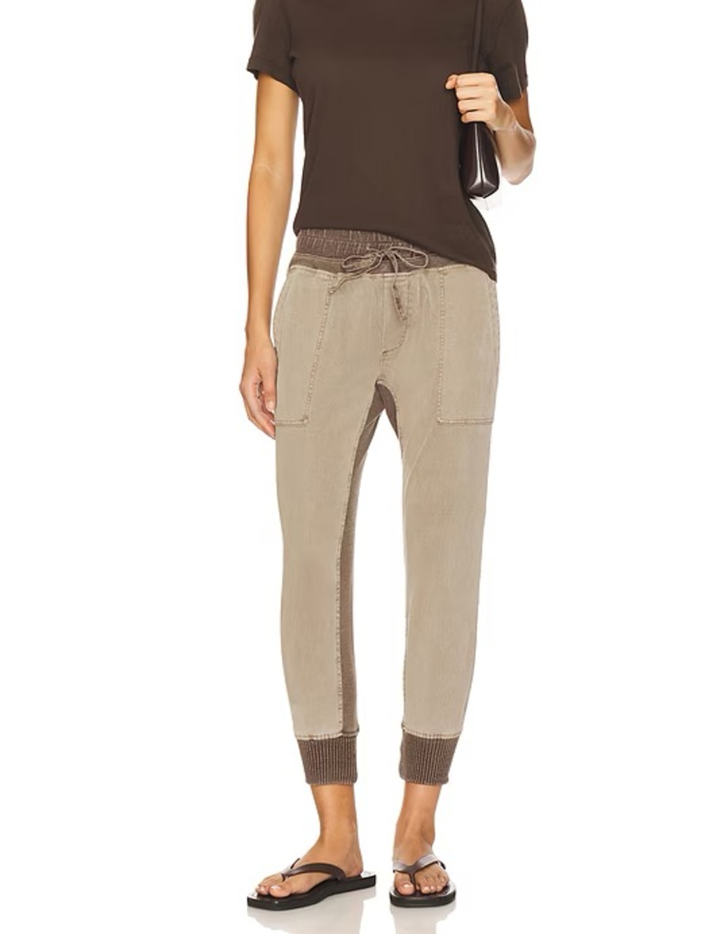 James Perse herringbone twill mixed media pants